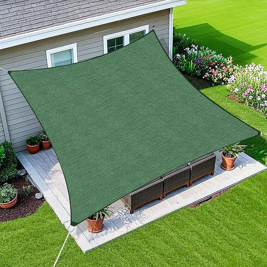 Amagenix Sun Shade Sail 6X9 Curved Edge Outdoor Shade Canopy Dark Green Breathable 95% UV Block Shade Cloth for Patio Garden Backyard (We Make Custom Size)