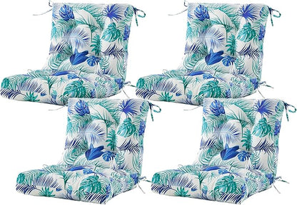 ARTPLAN Seat/Back Outdoor Chair Cushion,Set of 4 Patio Chair Cushion with Tie,Tufted Replacement for Patio Furniture,40x20x4 Inches,4 Count,Floral