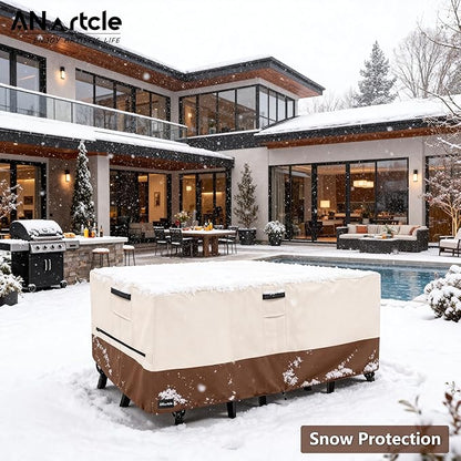 ANartcle Patio Furniture Covers 111L x 74W x 28H inch,600D Waterproof Heavy Duty Outdoor Furniture Covers,Outdoor Wicker Furniture Set with Swivel Patio Chairs General Purpose Furniture Cover,Beige