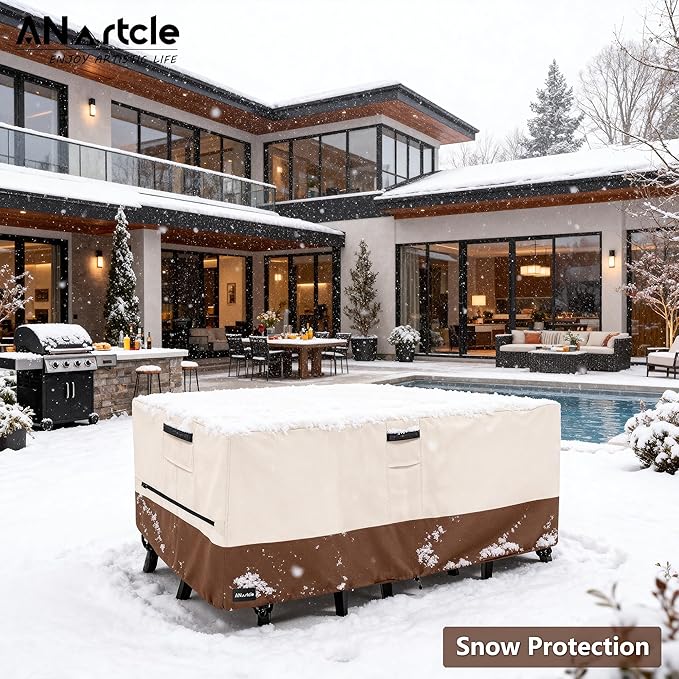 ANartcle Patio Furniture Covers 76L x 54W x 28H inch,600D Waterproof Heavy Duty Outdoor Furniture Covers,Outdoor Wicker Furniture Set with Swivel Patio Chairs General Purpose Furniture Cover,Beige