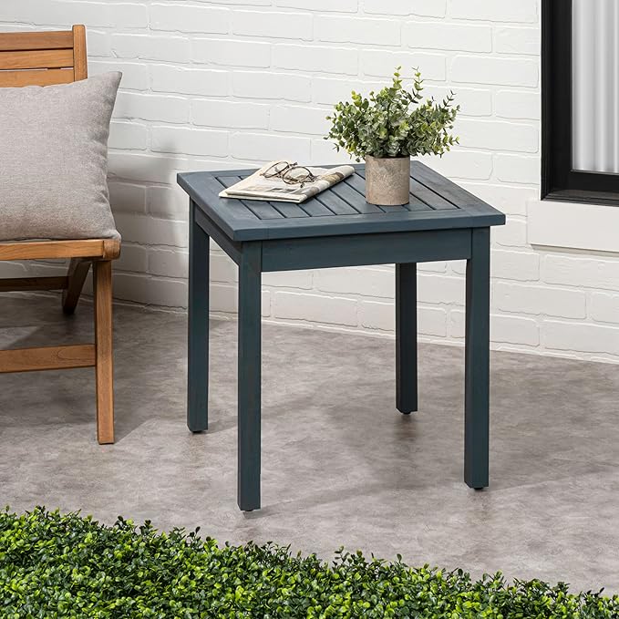 JONATHAN Y END6000N Archer 18.9" Modern Classic Square Slatted Solid Acacia Wood Indoor/Outdoor Adirondack Side Table for Patio, Garden, Bathroom, Living Room, Nautical Blue