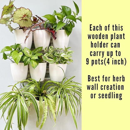 ShopLaLa Wooden Wall Planters - 2 Pack Wall Hanging Planters for Indoor Plants, White Rustic Wood Wall Mounted Flower Pot Holder Vertical Succulent Orchid Airplant Frame Display 15.7" (40cm)