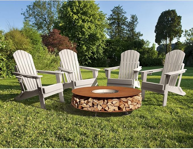 FUNBERRY Folding Adirondack Chair Set of 2, All Weather HDPE Fire Pit Chairs with Cup Holder for Outdoor