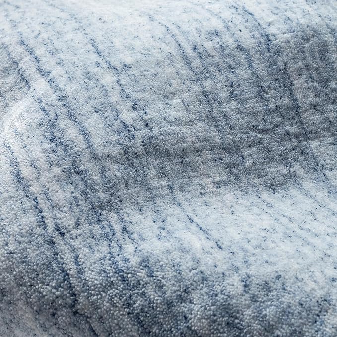Dash & Albert Nordic Blue Hand Loom Knotted Performance Rug, 2 X 3 Feet, Blue Stripe Pattern