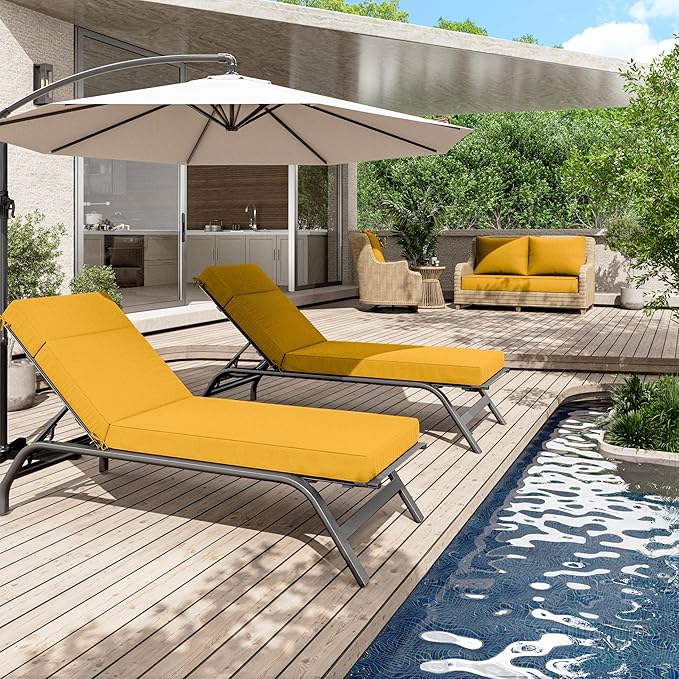 Chaise Lounge Cushions Outdoor, 80" L X 26" W X 4" D Lounge Chair Cushions for Outdoor Furniture, High-Density Foam Outdoor Chaise Cushion-Waterproof Fade-Resistant ThickPatio lounge chair cushion