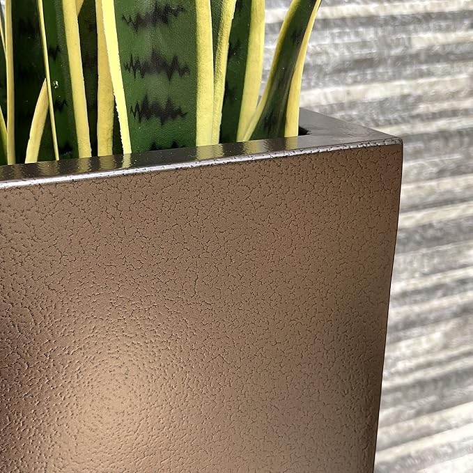 Wallowa Metallic Heavy Planter for Outdoor Plants, 38Lx10Wx30H Inches Tall and Long Metal Divider Planter Box for Outside & Indoor, No Assembly Required (Espresso)