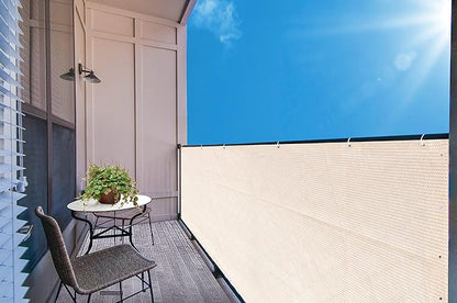 Alion Home© HDPE Privacy Screen Mesh for Pool, Patio, Deck, Balcony, Railing, Fence. No Black Trim. (5' x 16', Banha Beige)