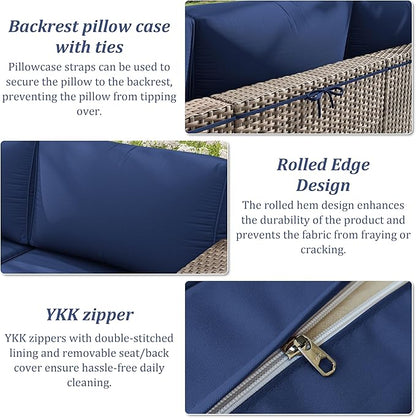 14 Pcs Outdoor Cushion Slipcovers Patio Cushion Covers Replacement Waterproof with Zipper for Outdoor Furniture, Patio Sofa Couch 3 Sizes, Covers Only