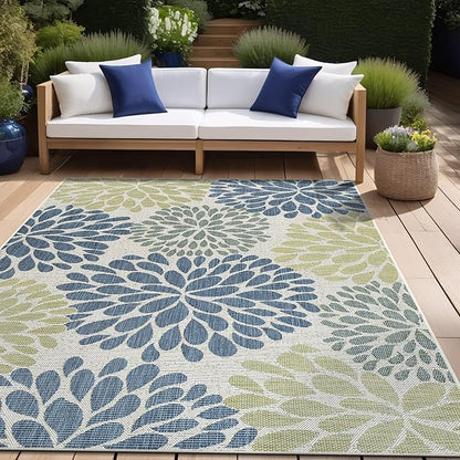 Beverly Rug Outdoor Rug 8x10 Modern Exotic Tropical Leaf Area Rugs for Indoor and Outdoor Patio Deck Porch Garden Water Resistant Washable Outside Carpet (8 x 10 Olive)