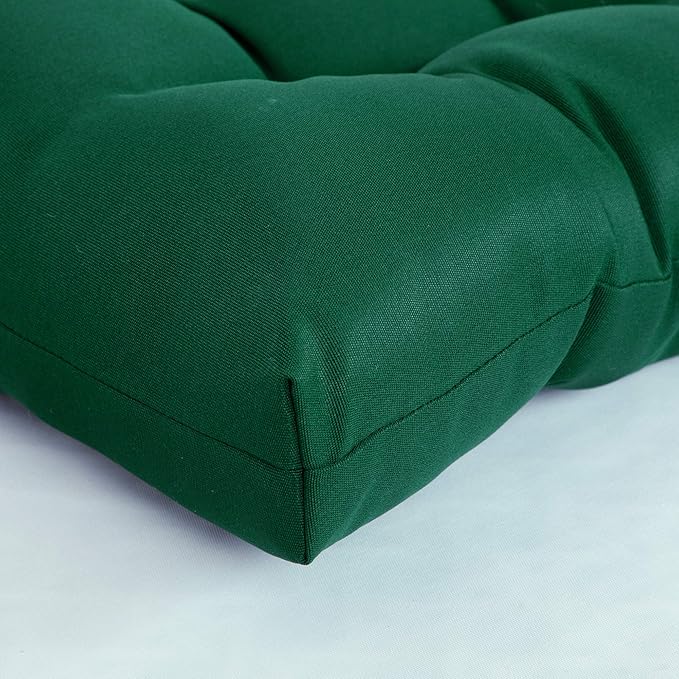 ARTPLANT Outdoor Dinning Seat Pads Cushions with Tie 19"x19"x4",Square Wicker Outdoor Tufted Chair Cushion,Set of 2,Invisible Green