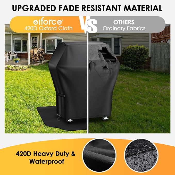 Grill Cover 32 Inch & Under Grill Mat,Grill Cover for Outdoor Waterproof Weather Resistant,UV & Fade Resistant, Compatible with Weber Nexgrill Charbroil Kenmore Gas Grill, Black