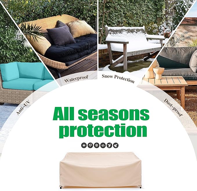 F&J Outdoors Waterproof Anti-UV Heavy Duty 3 Seater Cushion Couch Patio Sofa Covers, 82" W x 39" D x 36" H