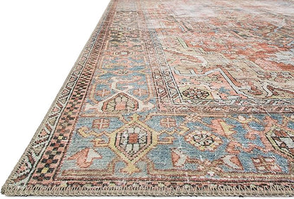 Loloi Loren Collection LQ-15 Terracotta/Sky 3'-6" x 5'-6" Accent Rug