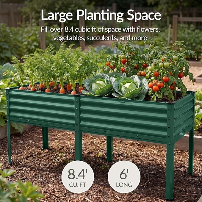 Best Choice Products 72x24x30in Non Toxic Galvanized Raised Garden Bed, Metal Elevated Planter Box, Vegetable Garden, 100% Non Toxic Materials - Dark Green