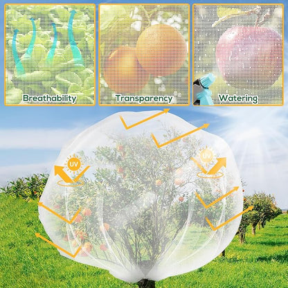 2PCS Fruit Tree Netting with Drawstring, 8.2 x 6.6 ft Ultra-Fine Mesh Garden Insect & Bird Protection Cover, Breathable Reusable Tree Netting for Citrus, Apple, Peach & Shrubs