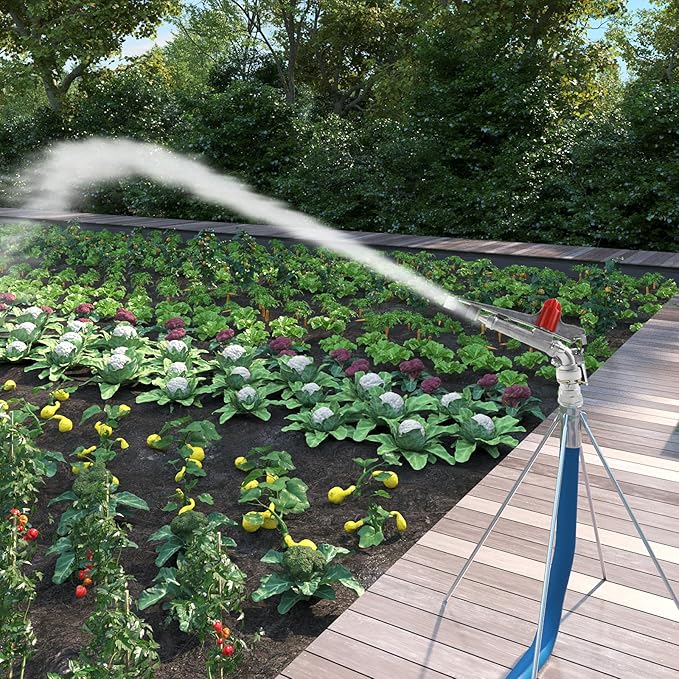 2'' Agriculture Irrigation Spray Gun Sprinkler Large-Area Irrigation Spray Gun Garden Farm Watering Sprinkler 360° Adjustable Watering for Farms, Orchards, Tea Gardens, Forestry
