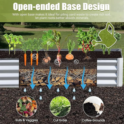 Domi Galvanized Raised Garden Bed, Outdoor Planter Garden Boxes Large Metal Planter Box for Gardening Vegetables Fruits Flowers, Silvery (6x3x1ft)