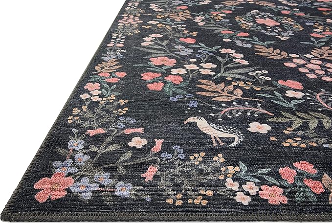 Loloi Rifle Paper Co. Maison Collection MAO-04 Tuileries Black 2'-6" x 7'-6", .19" Pile Height, Runner Rug