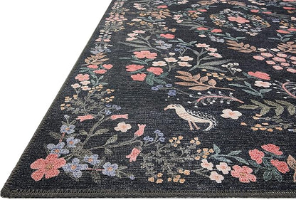 Loloi Rifle Paper Co. Maison Collection MAO-04 Tuileries Black 2'-6" x 7'-6", .19" Pile Height, Runner Rug