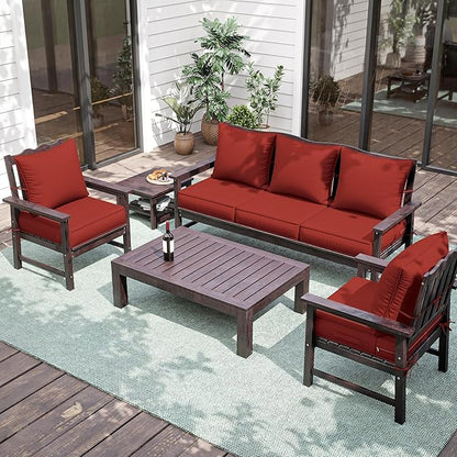 Premium Outdoor Seat Cushion Chair Cushions for Patio Furniture 24 L X 24 W X 5 H Waterproof & Fade Resistant Deep Seat and Backrest Cushion Set with Removable Covers for Chair, Sofa