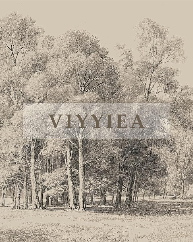 VIYYIEA Extra Large Size Canvas Wall Art, 54x36 Inch Vintage Tree Landscape Sketch, Black and White Nature Wall Decor for Living Room, Bedroom, Above Sofa