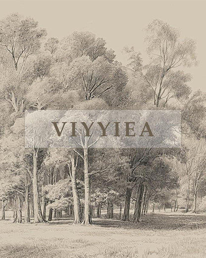 VIYYIEA Extra Large Size Canvas Wall Art, 54x36 Inch Vintage Tree Landscape Sketch, Black and White Nature Wall Decor for Living Room, Bedroom, Above Sofa