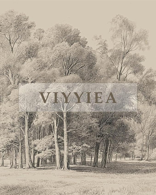 VIYYIEA Extra Large Size Canvas Wall Art, 54x36 Inch Vintage Tree Landscape Sketch, Black and White Nature Wall Decor for Living Room, Bedroom, Above Sofa