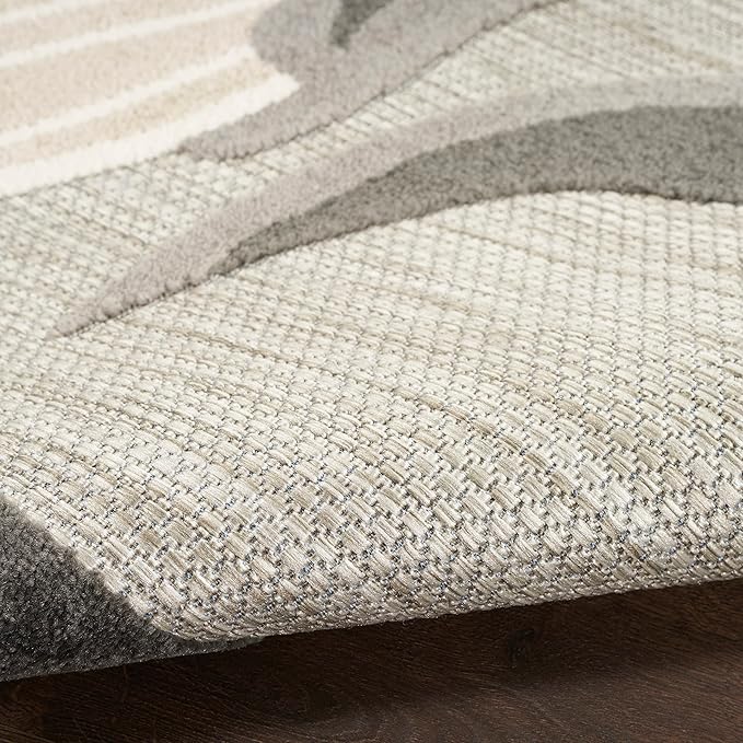 Nourison Home Aloha Indoor-Outdoor Beige 5'3" x 7'5" Area Rug, Easy Cleaning, Non Shedding, Bed Room, Living Room, Dining Room, Kitchen (5x7)