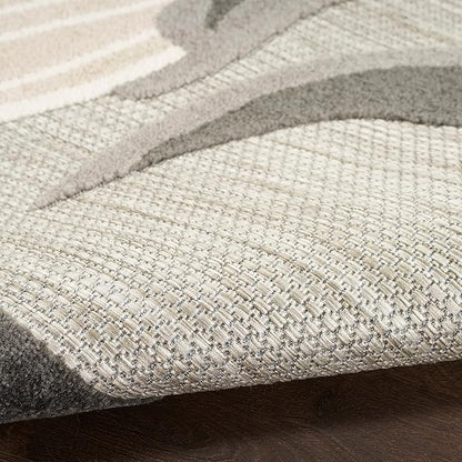 Nourison Home Aloha Indoor-Outdoor Beige 5'3" x 7'5" Area Rug, Easy Cleaning, Non Shedding, Bed Room, Living Room, Dining Room, Kitchen (5x7)