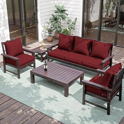 Premium Outdoor Seat Cushion Chair Cushions for Patio Furniture 24 L X 24 W X 5 H Waterproof & Fade Resistant Deep Seat and Backrest Cushion Set with Removable Covers for Chair, Sofa