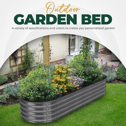 Utopia Home Galvanized Raised Garden Bed, 6 by 2 by 1 feet Lightweight Planter Boxes Outdoor with Easy Assembly, Large Garden Bed for Vegetables, Fruits, Flowers, Dark Grey
