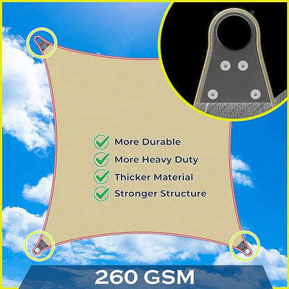 ShadeMart Heavy Duty 20' x 30' Grey Sun Shade Rectangle Shade Sail, Super Ring Canopy Awning Shades for Patio Carport Yard UV Blockage Commercial Grade 260 GSM, We Custom Size