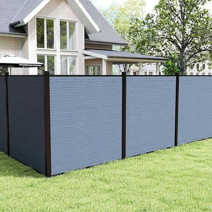 Privacy Fence Panels for Outside with 1 Post, 6' × 6' Windproof Composite Fence Cover Privacy, Garden Fencing Panel for Yard Pool Equipment Trash Can(Poured Concrete, Grey)
