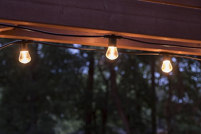 Enbrighten LED Bistro Outdoor String Lights, 24ft, 12 Shatter Resistant Lifetime Bulbs, 2200K Warm White, Weather Resistant, Indoor/Outdoor, Commercial Grade, Perfect for Backyard, Porch, Patio, 38356