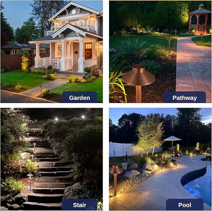 Gardenreet Outdoor Brass Pathway Lights, Warm & Neutral White Adjustable Low Voltage Landscape Path Lighting, 12v Walkway Light LED Waterproof, Copper for Outside Garden Yard with G4 Bulb (4 Pack)