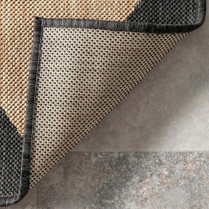 nuLOOM Outdoor Performance Collection Sabina Dark Grey/Ivory, 2' x 10', Soft, High Traffic, Stain Resistant, Easy Clean, Durable Runner for Indoor/Outdoor Patio, Deck, Porch, Garden, Courtyard