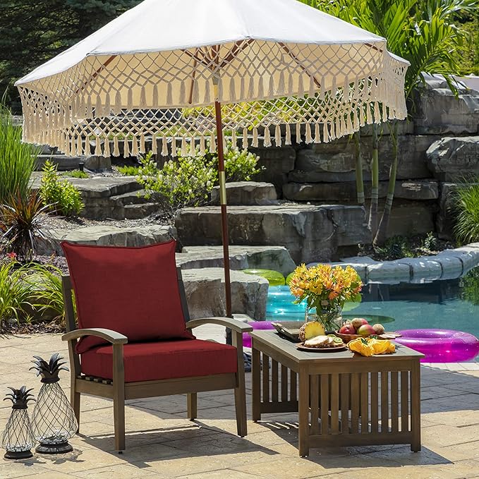 Arden Outdoor Deep Seat Cushion Set (2-Pack), 22 in x 24 in, Weather-Proof, Rain-Proof, Fade Resistant Patio Cushion for Chair, Sofa, and Couch Ruby Red Leala