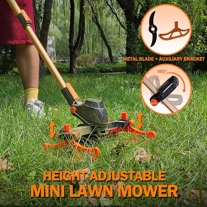13-Inch String Trimmer Cordless,(2 x 21V 6.0Ah Batteries & Charger), Trimmer/Edger/Lawn Mower/Brush Cutter 4-in-1, Electric Weed Wacker with 2x2 Mowing Grass System, 3 Cutting Methods
