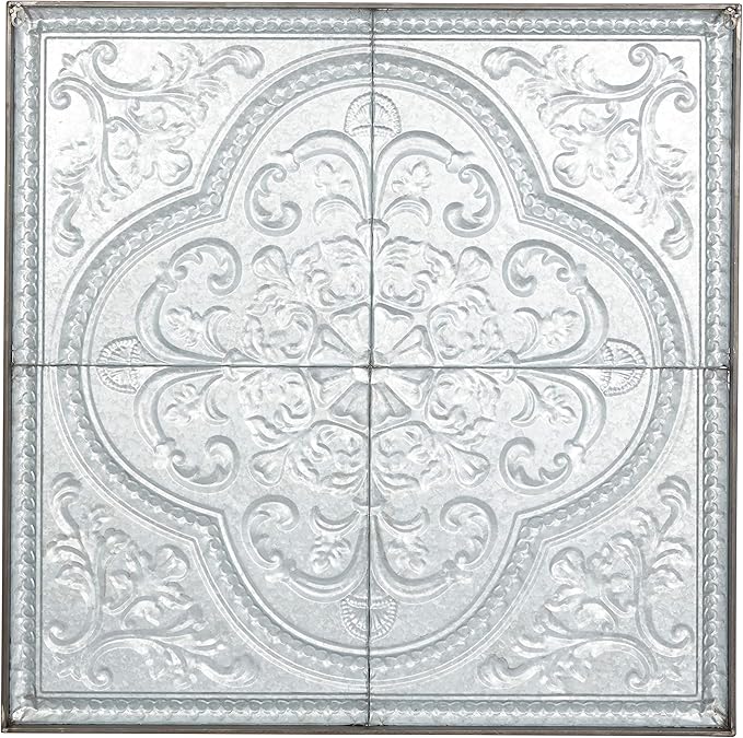 Deco 79 Metal Scroll Home Wall Decor Wall Sculpture with Embossed Details, Wall Art 36" x 2" x 36", Gray