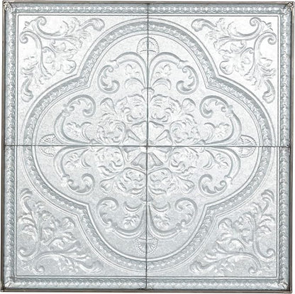 Deco 79 Metal Scroll Home Wall Decor Wall Sculpture with Embossed Details, Wall Art 36" x 2" x 36", Gray