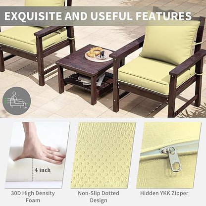 Premium Outdoor Seat Cushion Chair Cushions for Patio Furniture 22 L X 22 W X 4 H Waterproof & Fade Resistant Deep Seat and Backrest Cushion Set with Removable Covers for Chair, Sofa