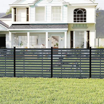 Outdoor Privacy Fence WPC, AC Unit Air Conditioner Screen 5 FT(H) x 6 FT(W) Trash Can with Aluminum Alloy Post, Decorative Fencing, Gray with 2 Post