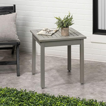 JONATHAN Y END6000G Archer 18.9" Modern Classic Square Slatted Solid Acacia Wood Indoor/Outdoor Adirondack Side Table for Patio, Garden, Bathroom, Living Room, Gray