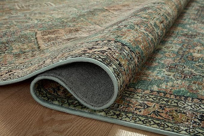 Loloi Magnolia Home by Joanna Gaines Sinclair Collection SIN-03 Turquoise/Multi 2'-3" x 3'-9", .25" Pile Height, Machine Washable, Accent Rug