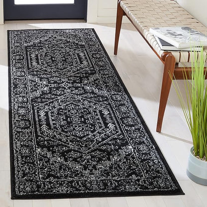 SAFAVIEH Adirondack Collection Runner Rug - 2'6" x 8', Black & Ivory, Oriental Medallion Design, Non-Shedding & Easy Care, Ideal for High Traffic Areas in Living Room, Bedroom (ADR108Z)