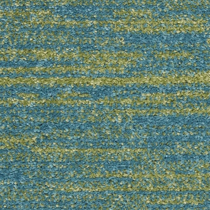Nourison Home Essentials Indoor/Outdoor Blue Green 2'2" x 12' Area Rug, Easy Cleaning, Non Shedding, Bed Room, Living Room, Dining Room, Backyard, Deck, Patio (2x12)