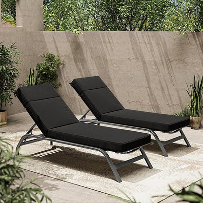 2 Pcs Chaise Lounge Cushions Outdoor, 80" L X 26" W X 4" D Lounge Chair Cushions for Outdoor Furniture, High-Density Foam Patio Chaise Cushion-Waterproof Fade-Resistant ThickPatio lounge chair cushion