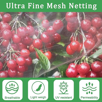 2Pack 9.84FT x9.84FT Insect Netting Bag with Zipper and Drawstring, Garden Bird Barrier Mesh Covers Bags,Fruit Tree Netting for Protecting Blueberry Flowers Bush Plants from Bugs and Other Animals