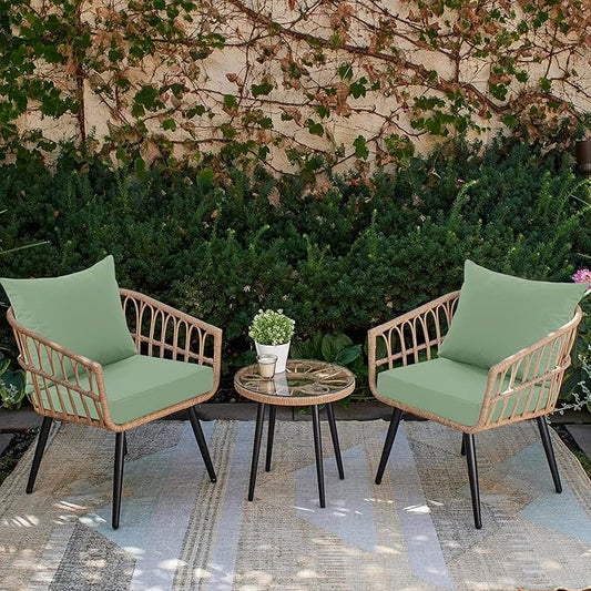 Outdoor Chair Cushions Set of 2, Waterproof Back Pillow and Seat Cushion Set for Patio Furniture, Outdoor Sofa Replacement Cushions with Removable Cover, 24 x 24 Inch, Sage Green