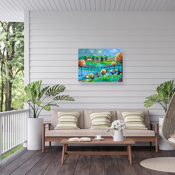 Outdoor Canvas Art - Karrie Evenson 'Mountain View' Wall Art for Outdoor Spaces, Patios, or Gardens by Trademark Fine Art